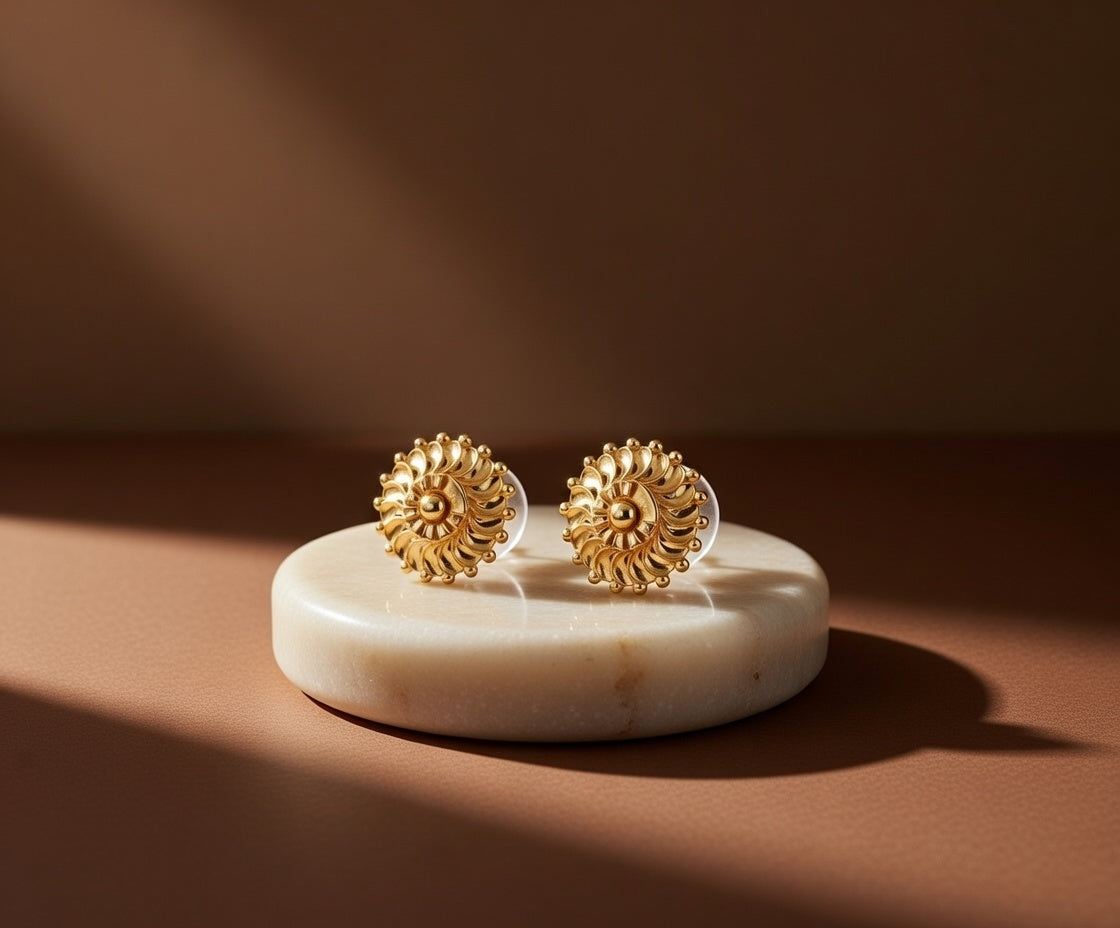 Flambeur B.I.S 18 Kt Hallmark Plain Tops Earring