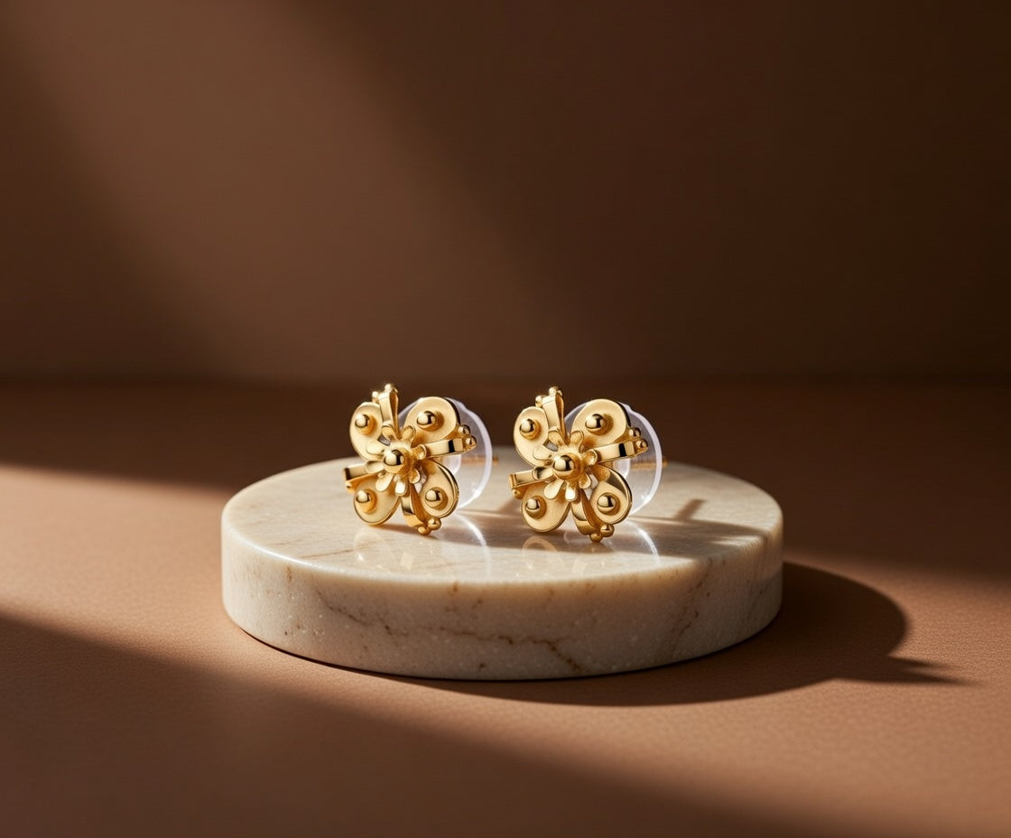 Flambeur B.I.S 18 Kt Hallmark Plain Tops Earring