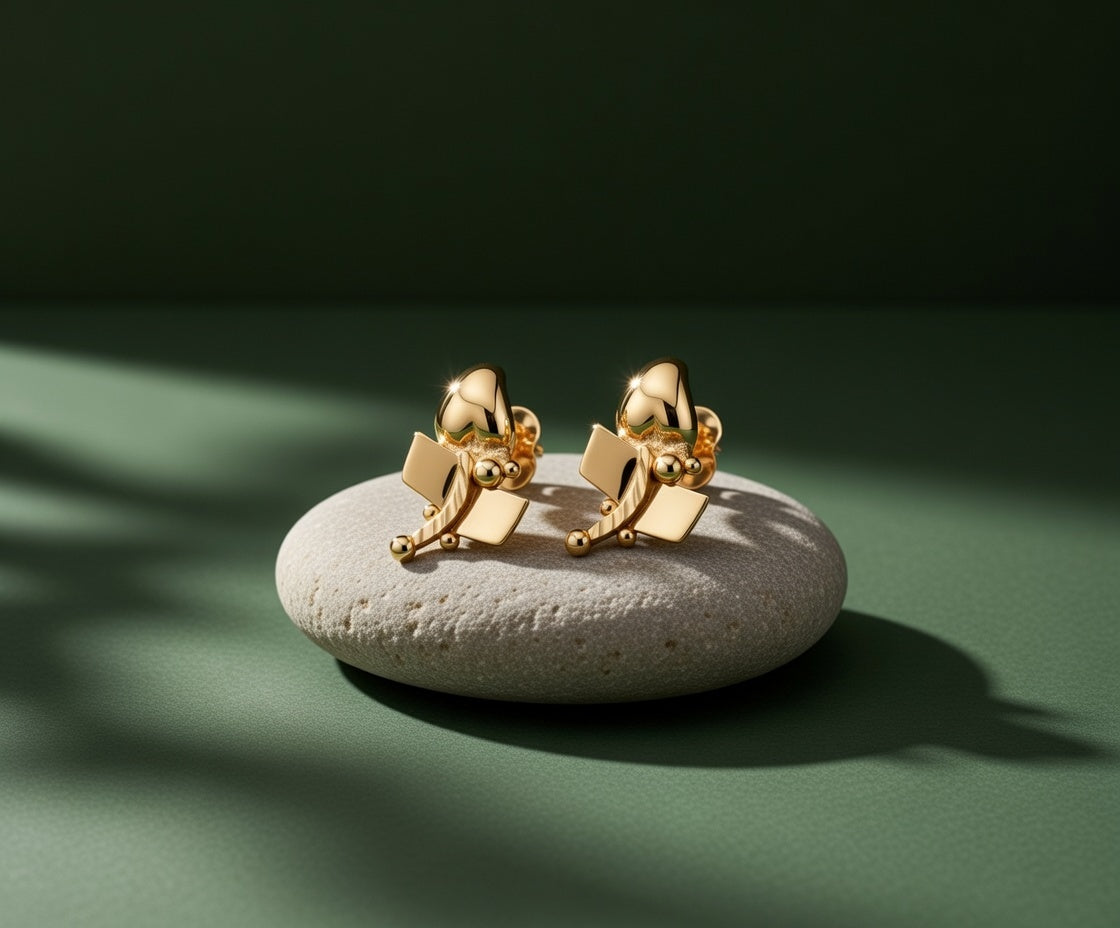 Flambeur B.I.S 22 Kt Hallmark Plain Tops Earring
