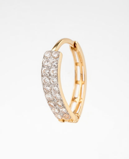 Flambeur B.I.S Hallmarked 18 KT CZ Gold Hoop Earring