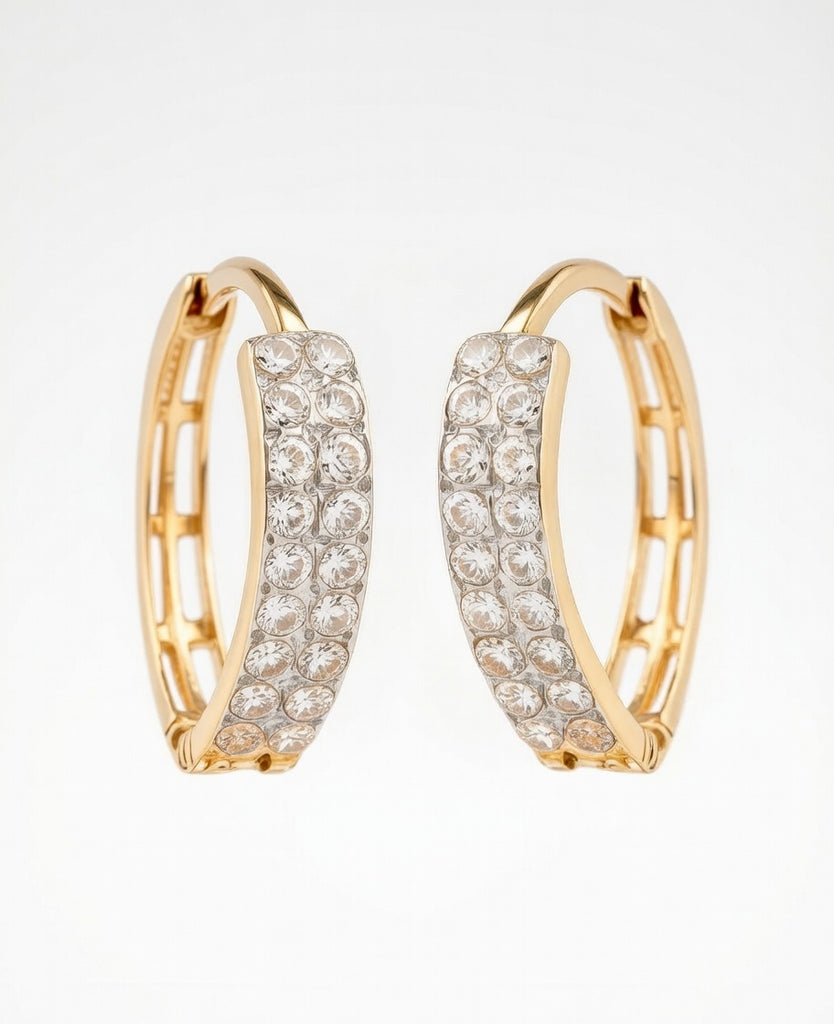 Flambeur B.I.S Hallmarked 18 KT CZ Gold Hoop Earring