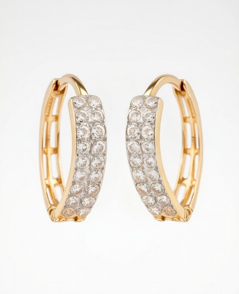 Flambeur B.I.S Hallmarked 18 KT CZ Gold Hoop Earring