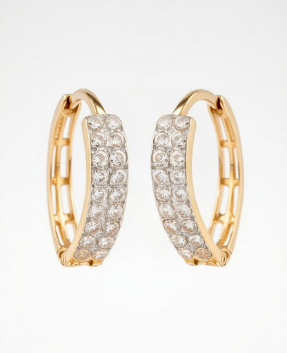Flambeur B.I.S Hallmarked 18 KT CZ Gold Hoop Earring