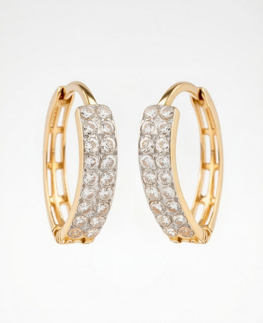 Flambeur B.I.S Hallmarked 18 KT CZ Gold Hoop Earring