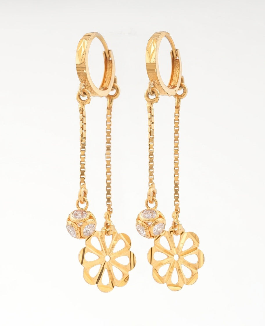 Flambeur B.I.S Hallmarked 18 KT CZ Gold Hoop Earring