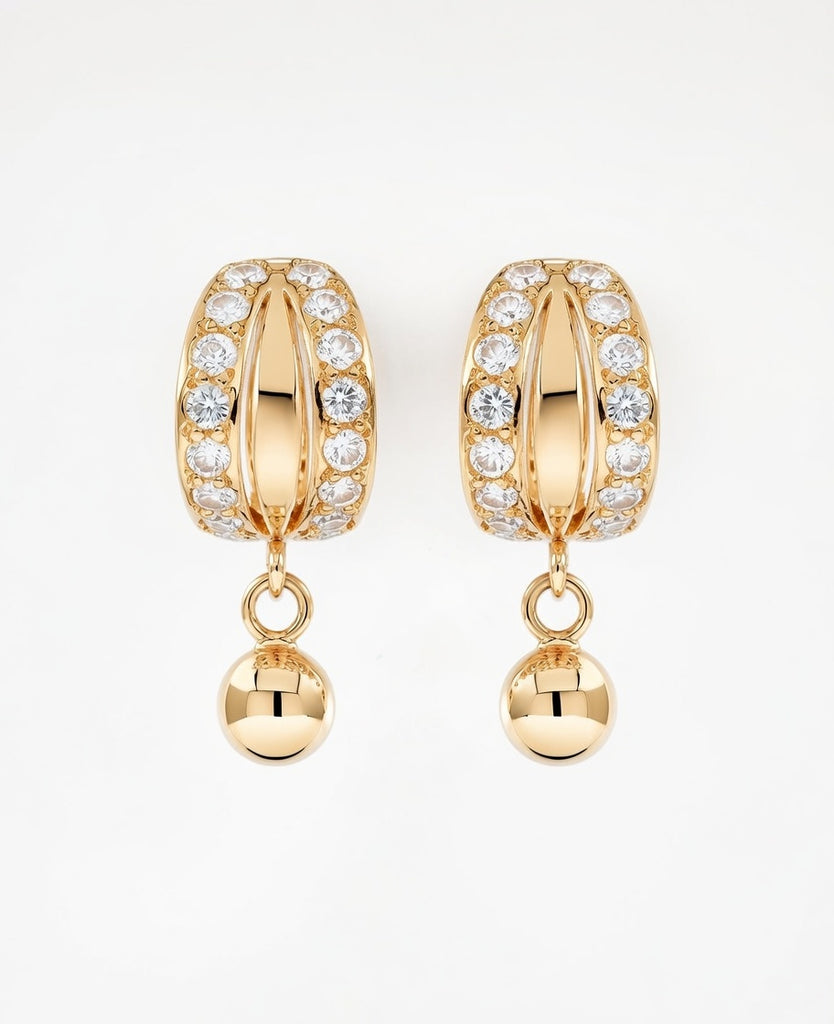 Flambeur B.I.S Hallmarked 18 KT CZ Gold Hoop Earring