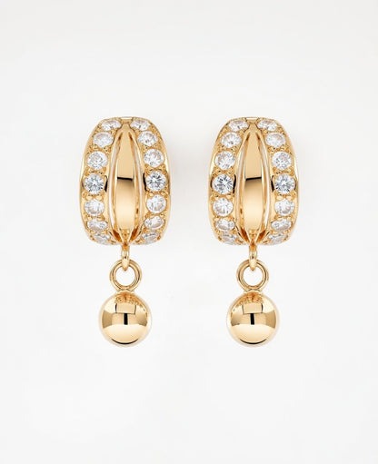 Flambeur B.I.S Hallmarked 18 KT CZ Gold Hoop Earring