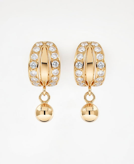 Flambeur B.I.S Hallmarked 18 KT CZ Gold Hoop Earring