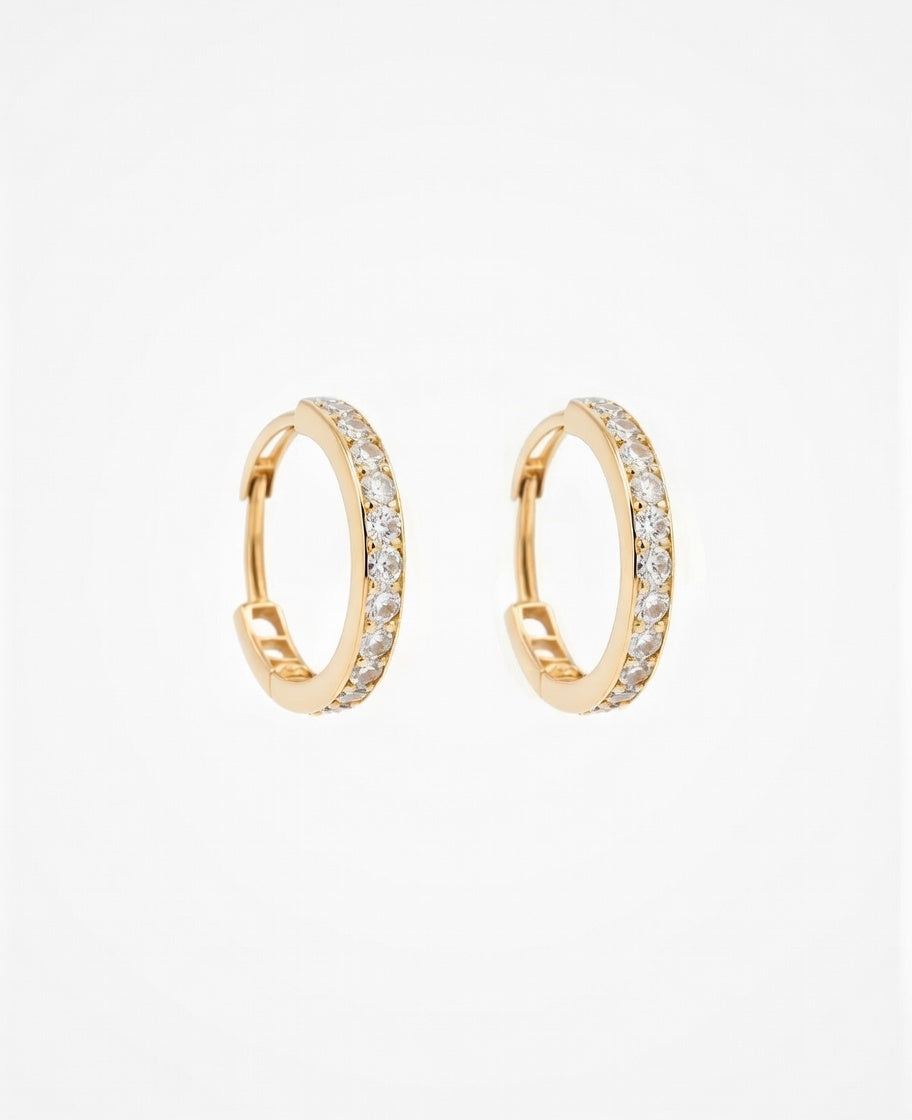 Flambeur B.I.S Hallmarked 18 KT CZ Gold Hoop Earring