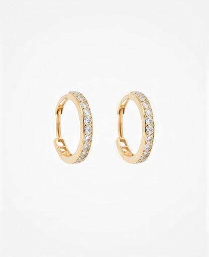 Flambeur B.I.S Hallmarked 18 KT CZ Gold Hoop Earring