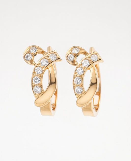 Flambeur B.I.S Hallmarked 18 KT CZ Gold Hoop Earring