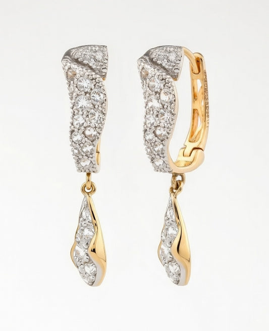 Flambeur B.I.S Hallmarked 18 KT CZ Gold Hoop Earring