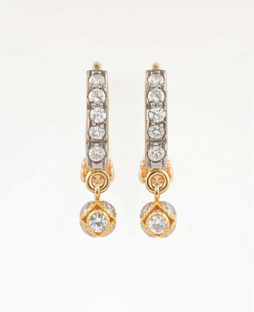 Flambeur B.I.S Hallmarked 18 KT CZ Gold Hoop Earring
