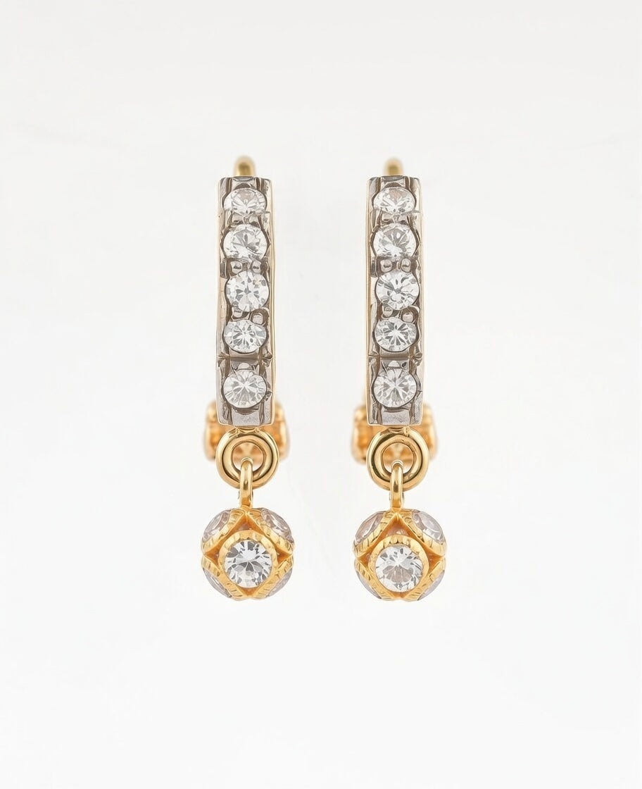 Flambeur B.I.S Hallmarked 18 KT CZ Gold Hoop Earring