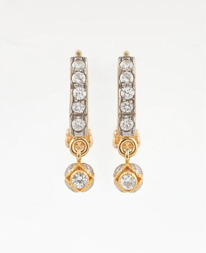 Flambeur B.I.S Hallmarked 18 KT CZ Gold Hoop Earring