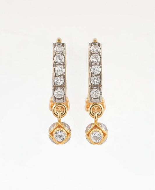 Flambeur B.I.S Hallmarked 18 KT CZ Gold Hoop Earring