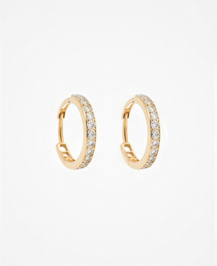 Flambeur B.I.S Hallmarked 18 KT CZ Gold Hoop Earring