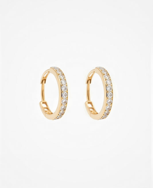 Flambeur B.I.S Hallmarked 18 KT CZ Gold Hoop Earring
