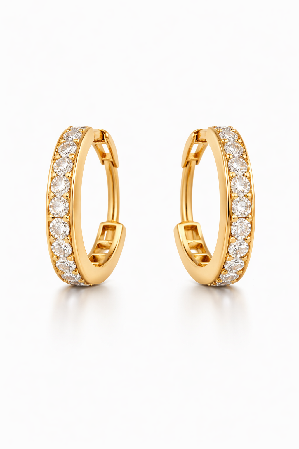 Flambeur B.I.S Hallmarked 18 KT CZ Gold Hoop Earring