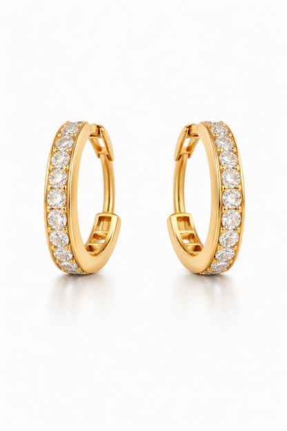 Flambeur B.I.S Hallmarked 18 KT CZ Gold Hoop Earring