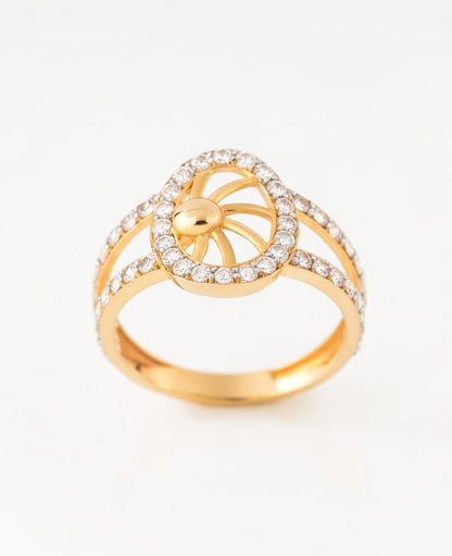 18K Gold Plated Celestial Wheel CZ Ring | High-Purity Sun Motif Statement Ring