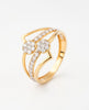 18Kt Gold Plated Dual Cluster Geometric Ring | Cubic Zirconia Zigzag Statement Ring