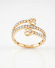 18Kt Gold Plated Twin Heart CZ Ring | Cubic Zirconia Double-Band Statement Ring