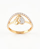 18Kt Gold Plated Split Leaf CZ Ring | Cubic Zirconia Graceful Curved Statement Ring