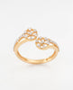 18K Gold Plated Dual Wheel CZ Ring | Cubic Zirconia Geometric Filigree Statement Ring