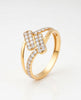 18K Gold Plated Geometric Rectangular CZ Ring | Cubic Zirconia Bold Bypass Statement Ring