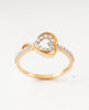 18K Gold Plated Heart CZ Twisted Ring | Cubic Zirconia Infinity Statement Ring