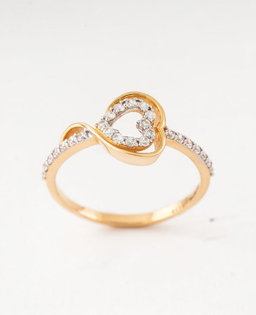 18K Gold Plated Heart CZ Twisted Ring | Cubic Zirconia Infinity Statement Ring