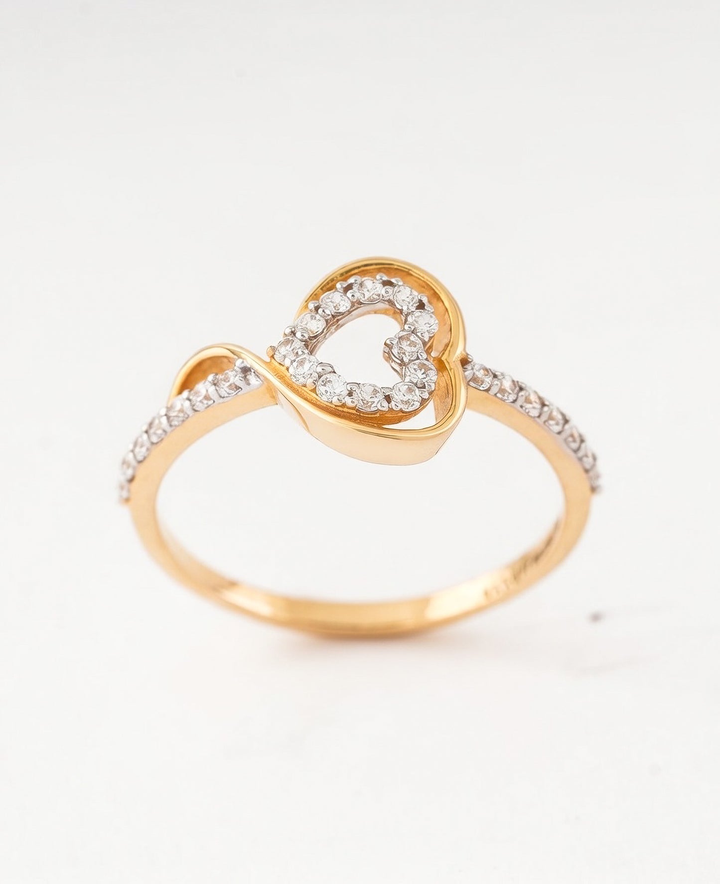 18K Gold Plated Heart CZ Twisted Ring | Cubic Zirconia Infinity Statement Ring