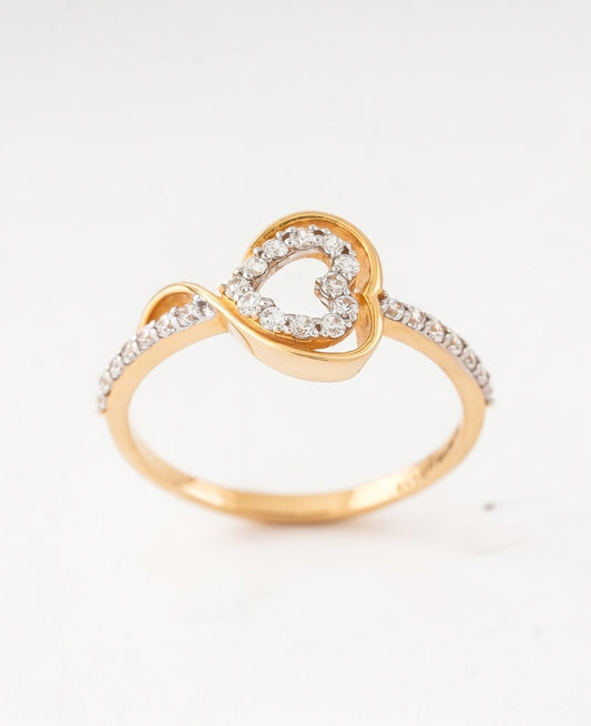 18K Gold Plated Heart CZ Twisted Ring | Cubic Zirconia Infinity Statement Ring