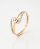 18K Gold Plated Circular Solitaire Ring | Cubic Zirconia Wave Bypass Statement Ring
