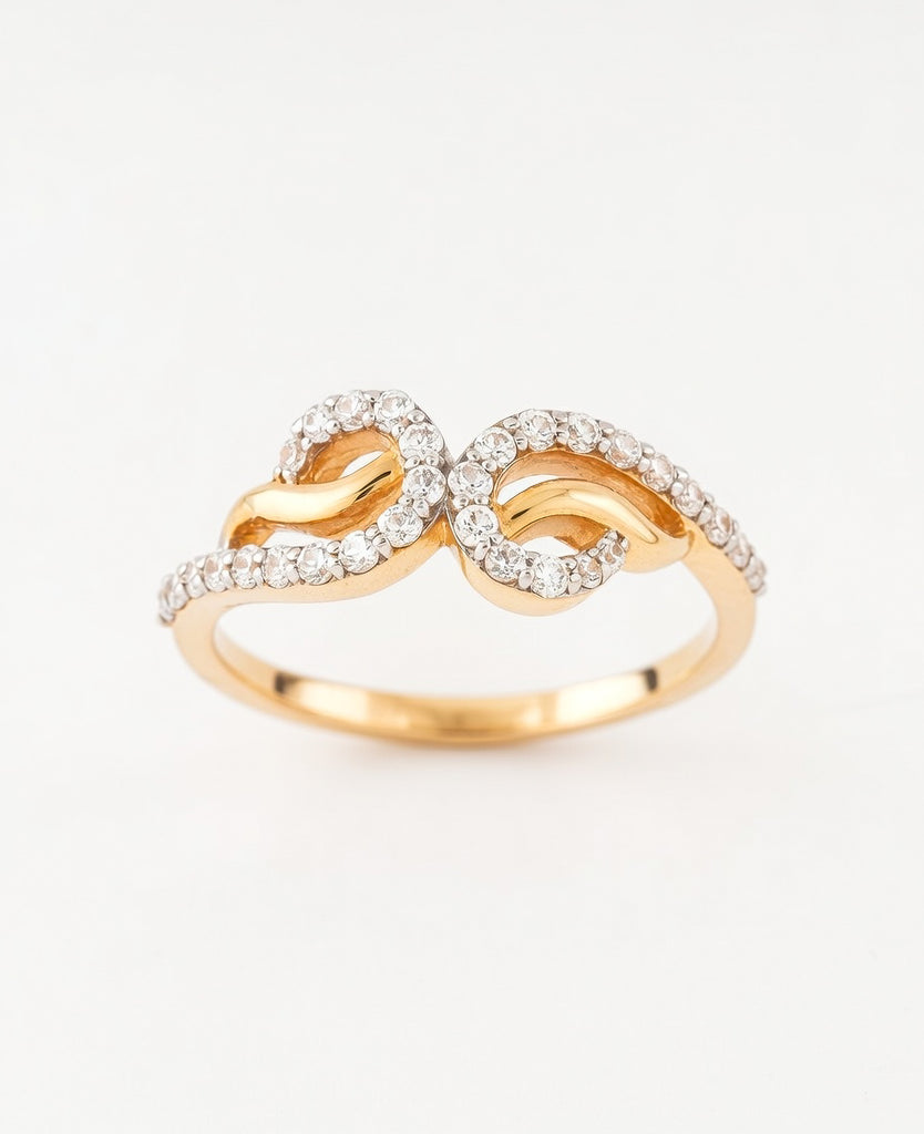18K Gold Plated Interlocking CZ Infinity Ring | Cubic Zirconia Graceful Statement Ring