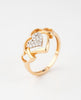 18K Gold Plated Triple Heart CZ Cluster Ring | Cubic Zirconia Romantic Statement Ring