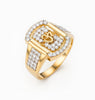 18K Gold Plated Om CZ Cluster Ring | Sacred Cubic Zirconia Statement Ring