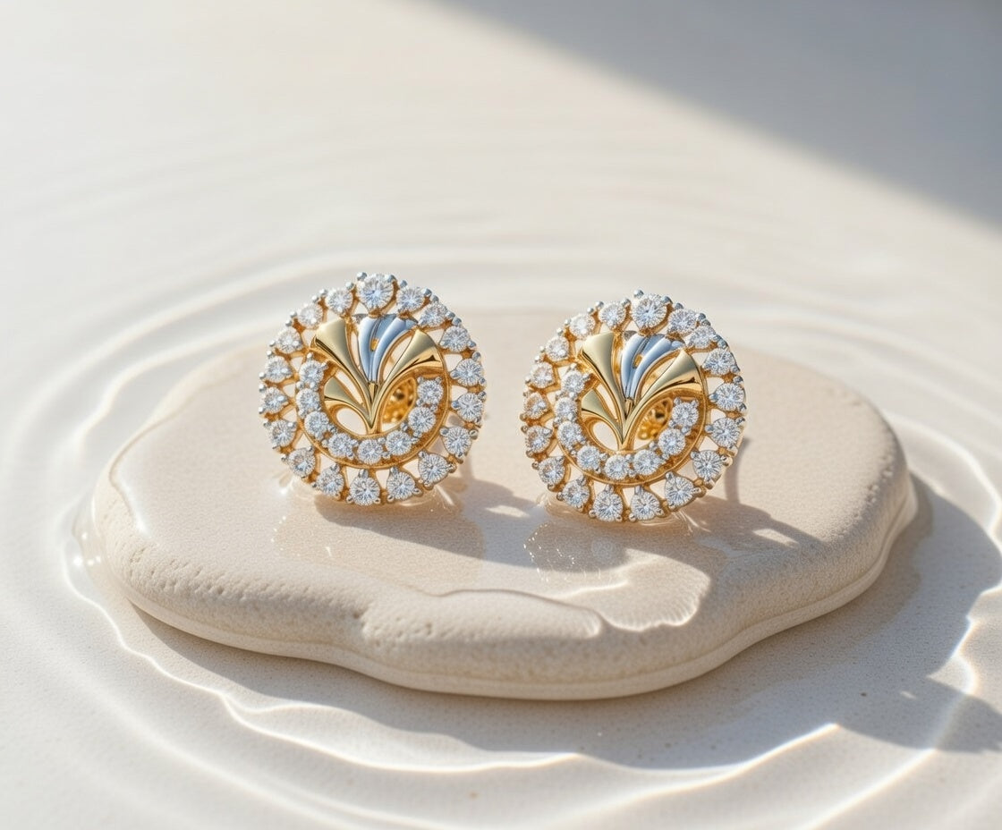 Flambeur B.I.S 18 Kt Hallmark Cz Tops Earring
