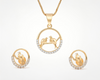 Flambeur B.I.S Hallmarked 18 KT CZ Gold Pendent Set