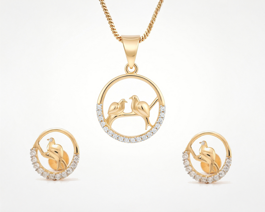 Flambeur B.I.S Hallmarked 18 KT CZ Gold Pendent Set
