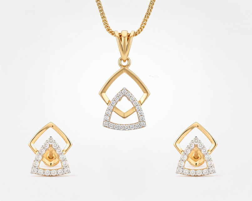 Flambeur B.I.S Hallmarked 18 KT CZ Gold Pendent Set