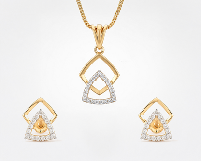 Flambeur B.I.S Hallmarked 18 KT CZ Gold Pendent Set