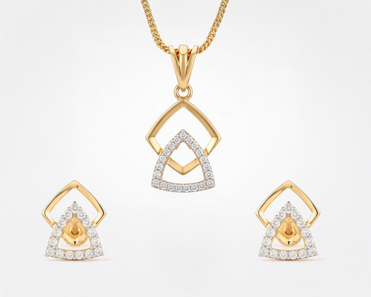 Flambeur B.I.S Hallmarked 18 KT CZ Gold Pendent Set
