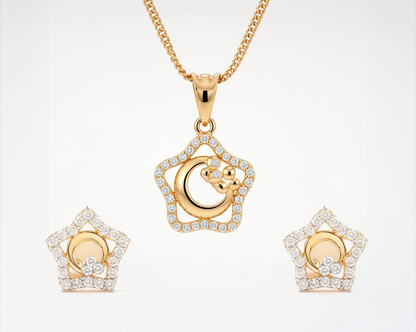 Flambeur B.I.S Hallmarked 18 KT CZ Gold Pendent Set