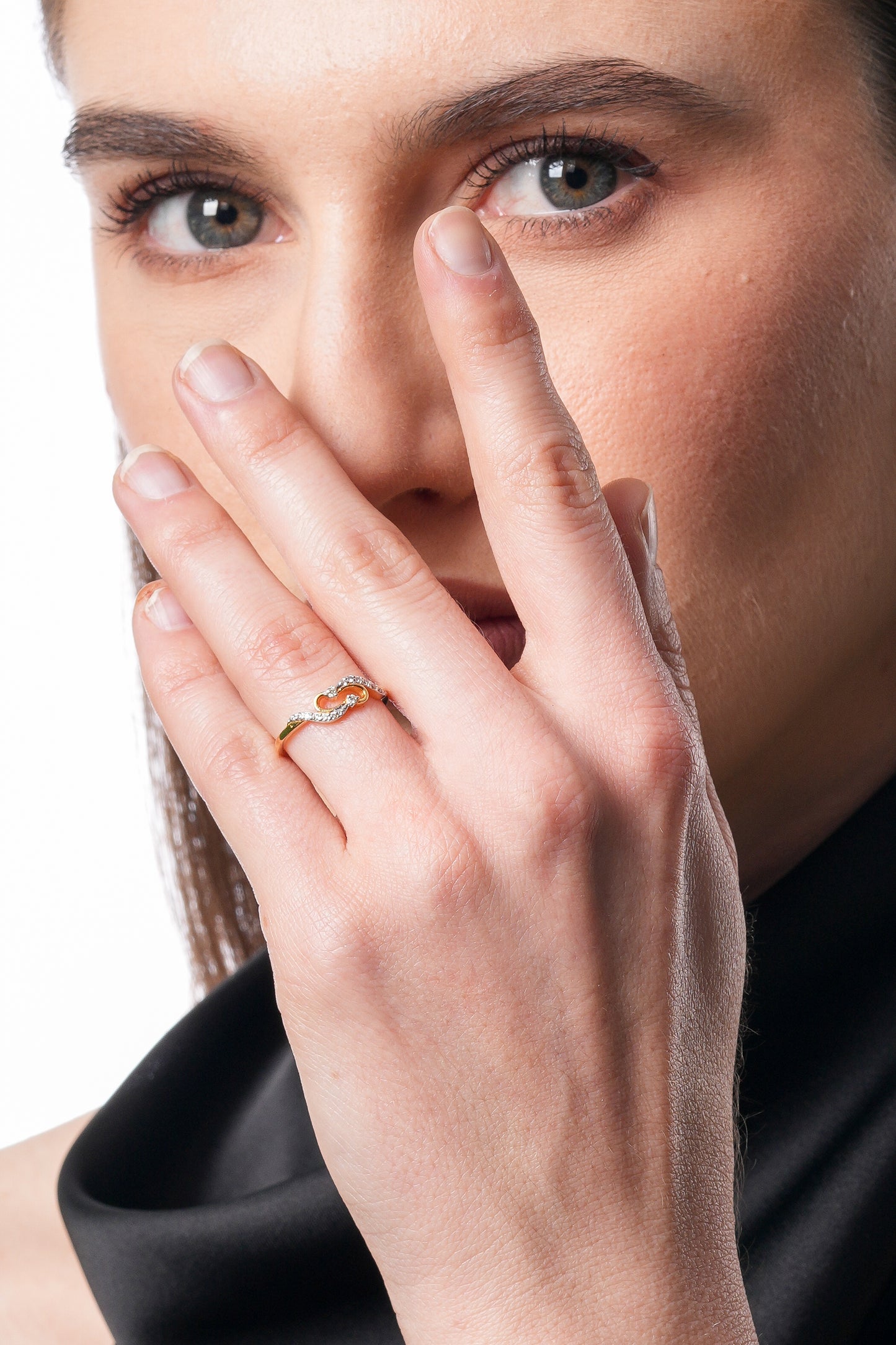 14kt Gold Infinity Wave Diamond Ring | Genuine Diamond Two-Tone Swirl Ring