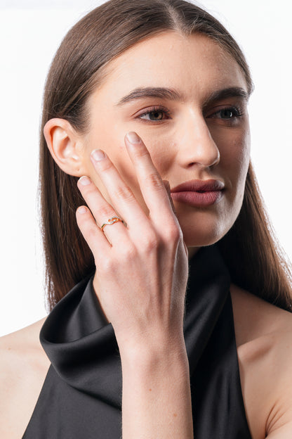 14kt Gold Infinity Wave Diamond Ring | Genuine Diamond Two-Tone Swirl Ring