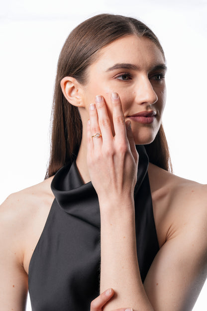 14kt Gold Triple Marquise Cluster Diamond Ring | Genuine Diamond Two-Tone Statement Ring