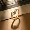 18K Gold Plated Circular Solitaire Ring | Cubic Zirconia Wave Bypass Statement Ring