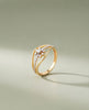 18K Gold Plated Floral Starburst Ring | Cubic Zirconia Curved Bypass Statement Ring